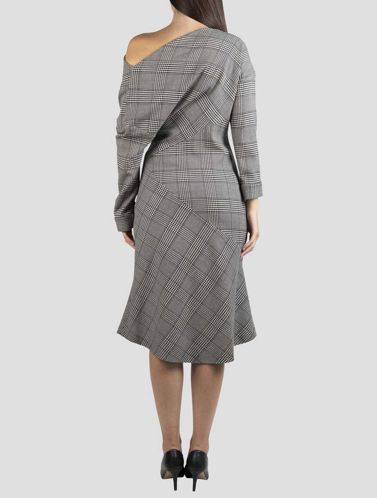 Kiton Black White Virgin Wool Ea Dress