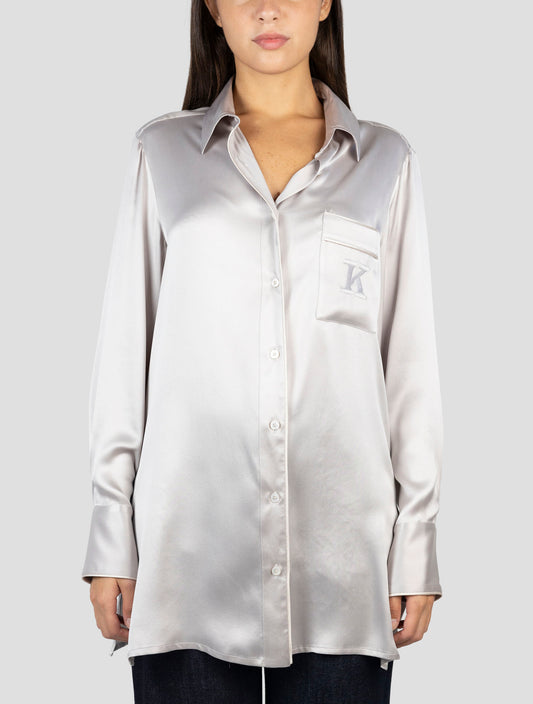 Kiton Gray Silk Shirt