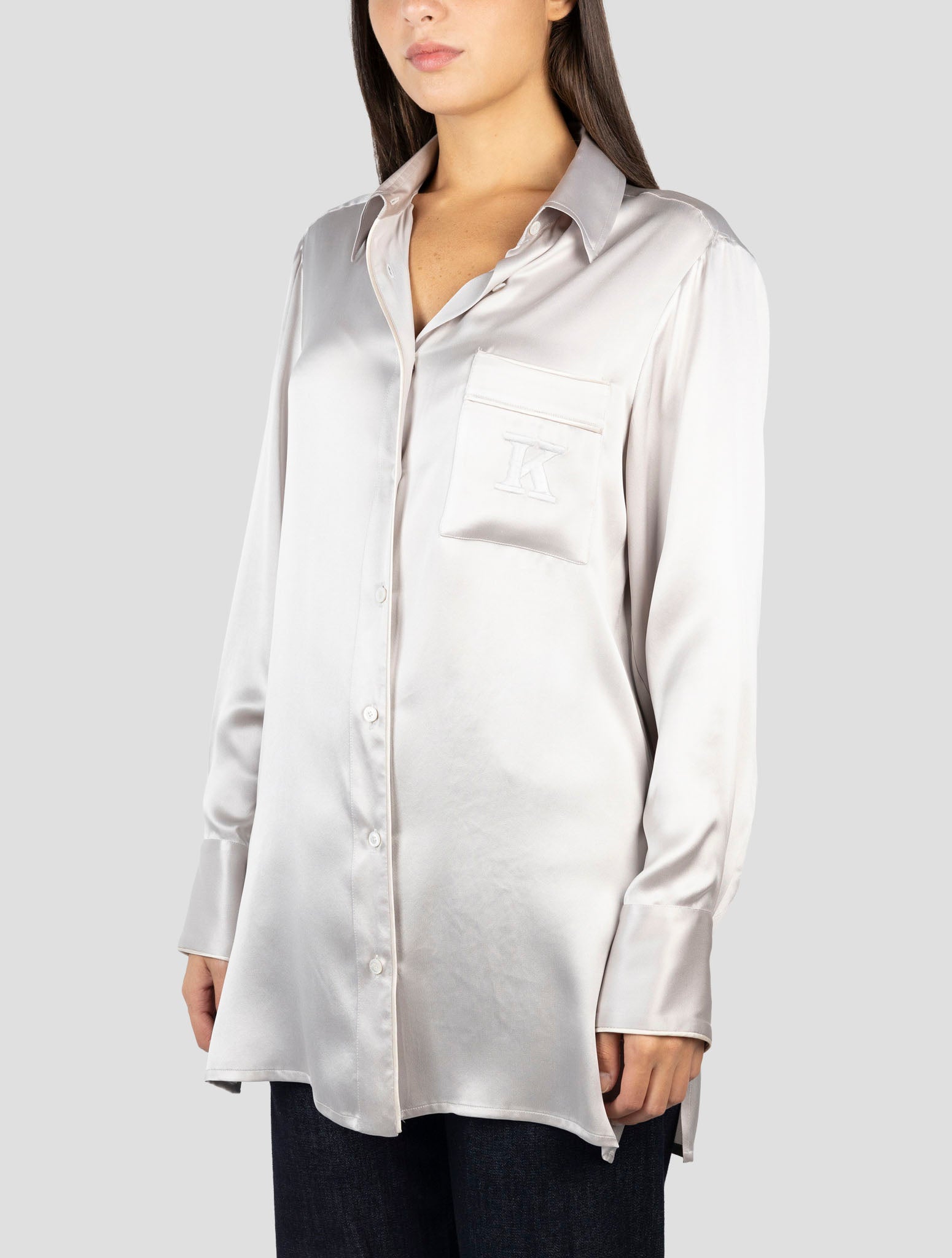 Kiton Gray Silk Shirt