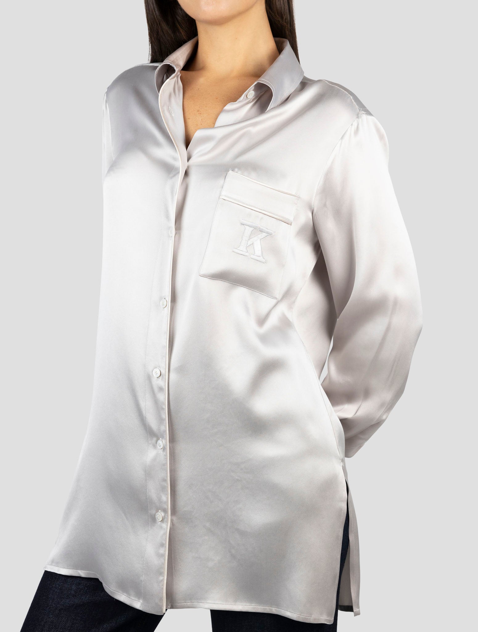 Kiton Gray Silk Shirt