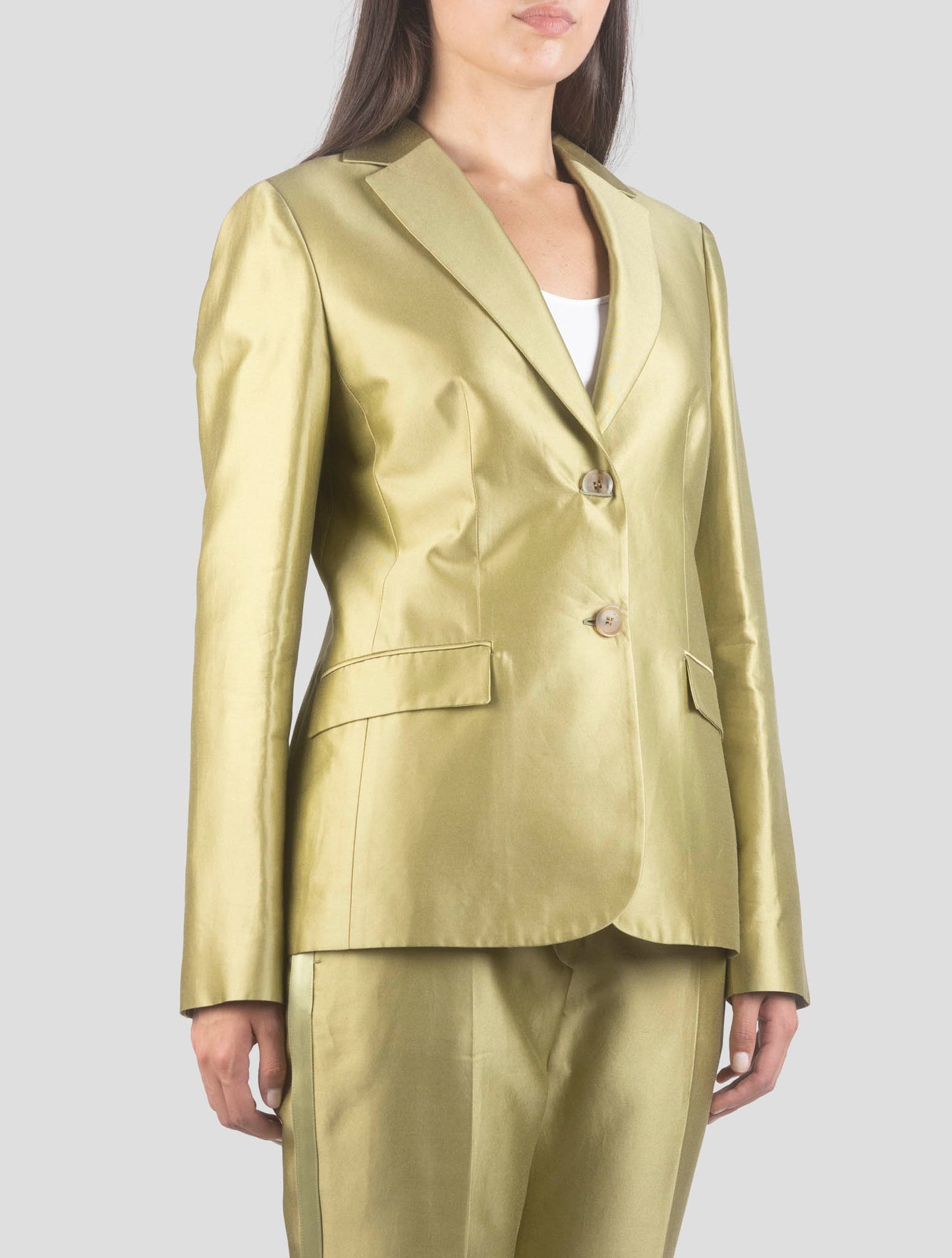 Kiton Green Cotton Silk Suit