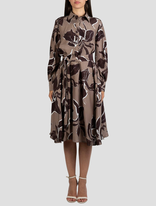 Kiton Brown Silk Dress