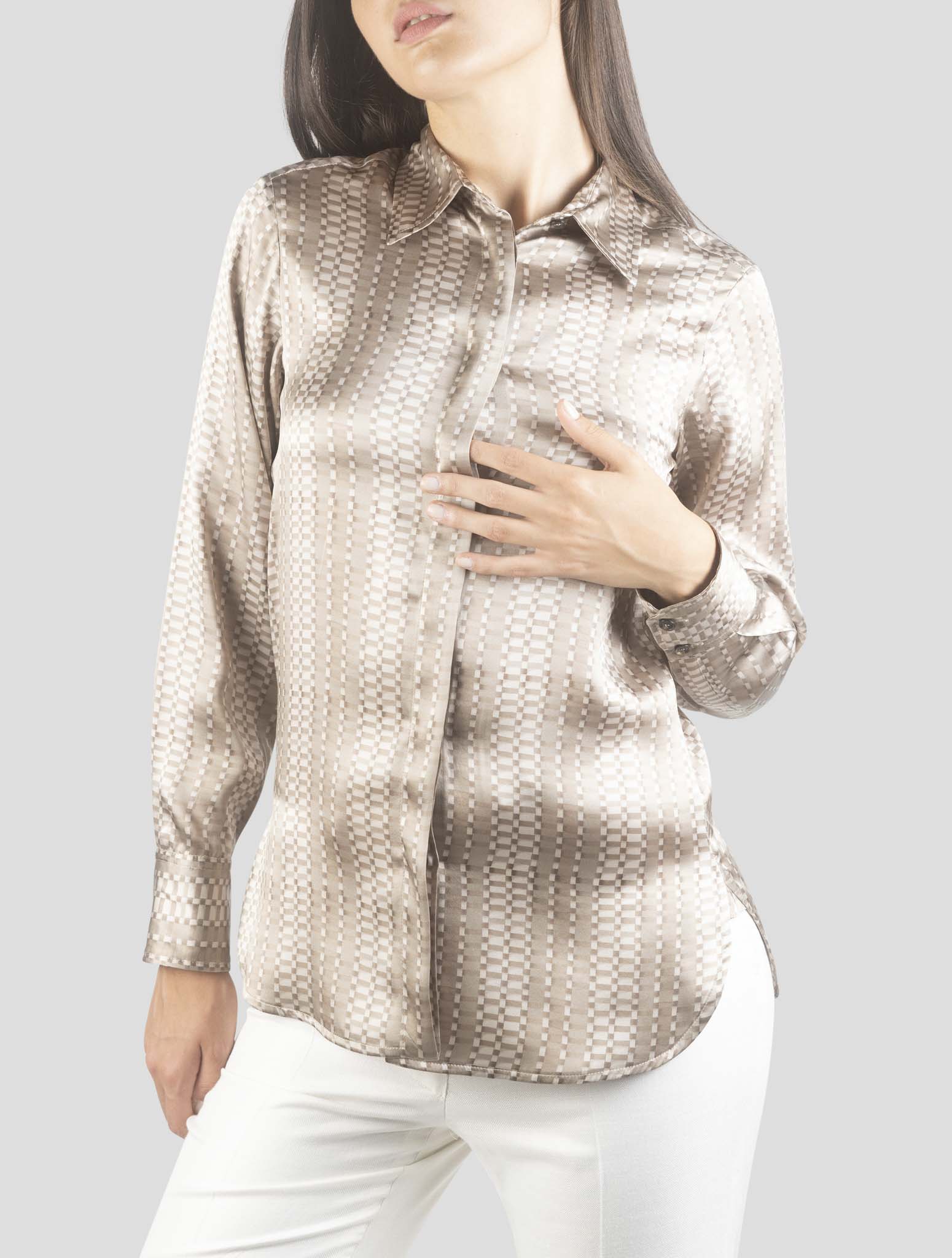 Kiton Beige Silk Shirt