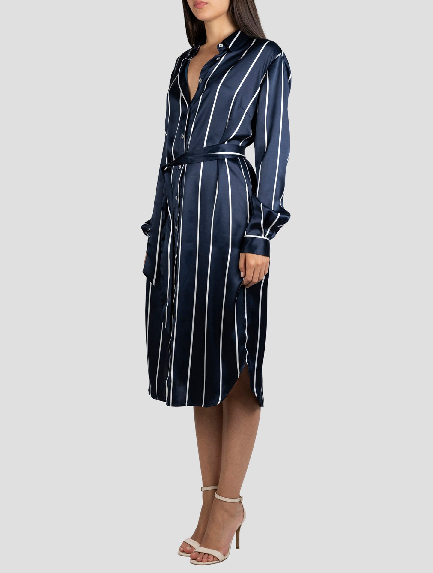 Kiton Blue White Silk Dress