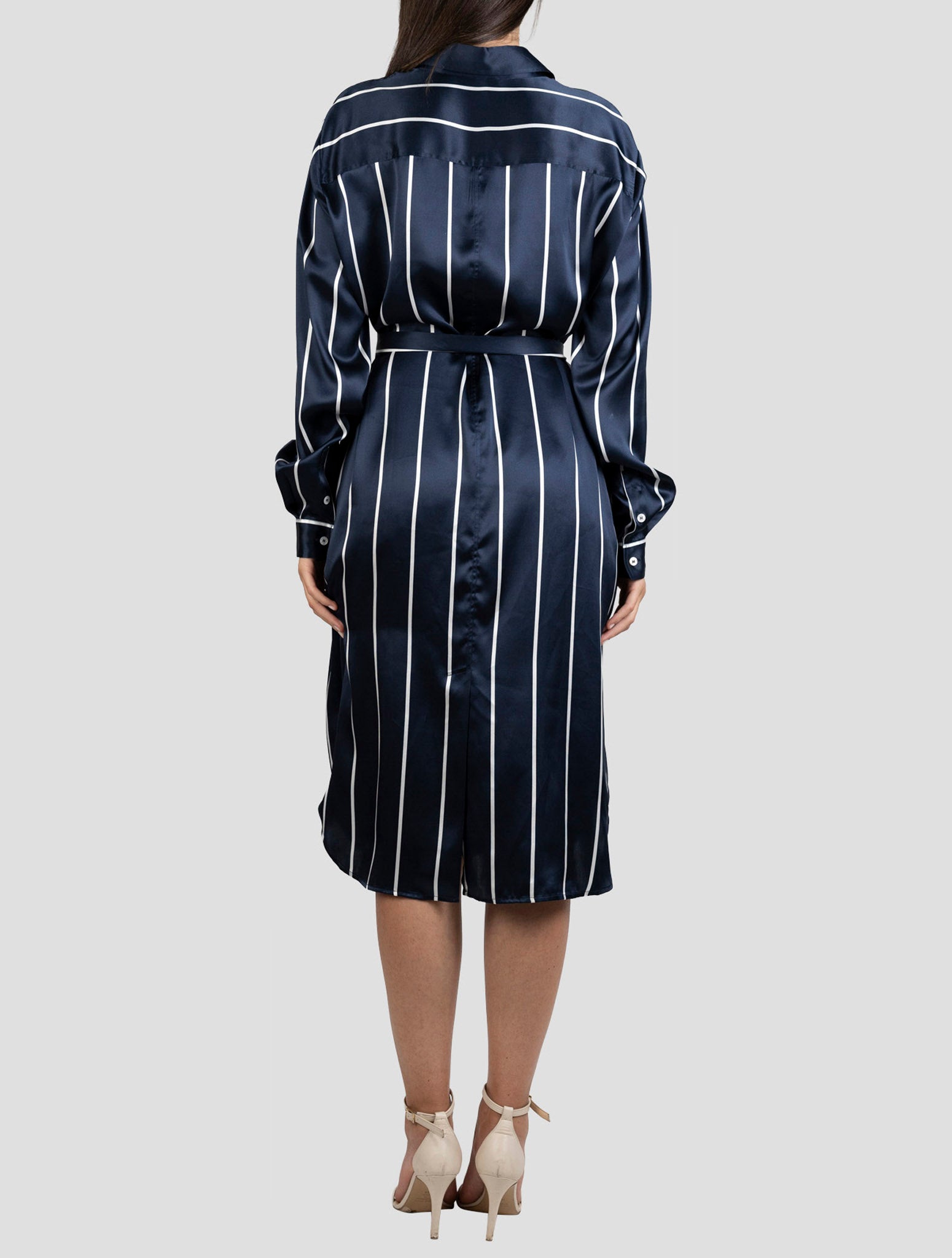 Kiton Blue White Silk Dress