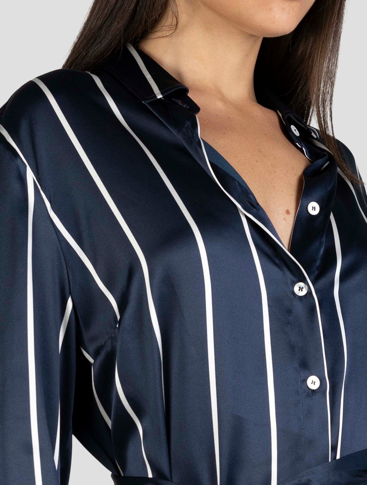 Kiton Blue White Silk Dress