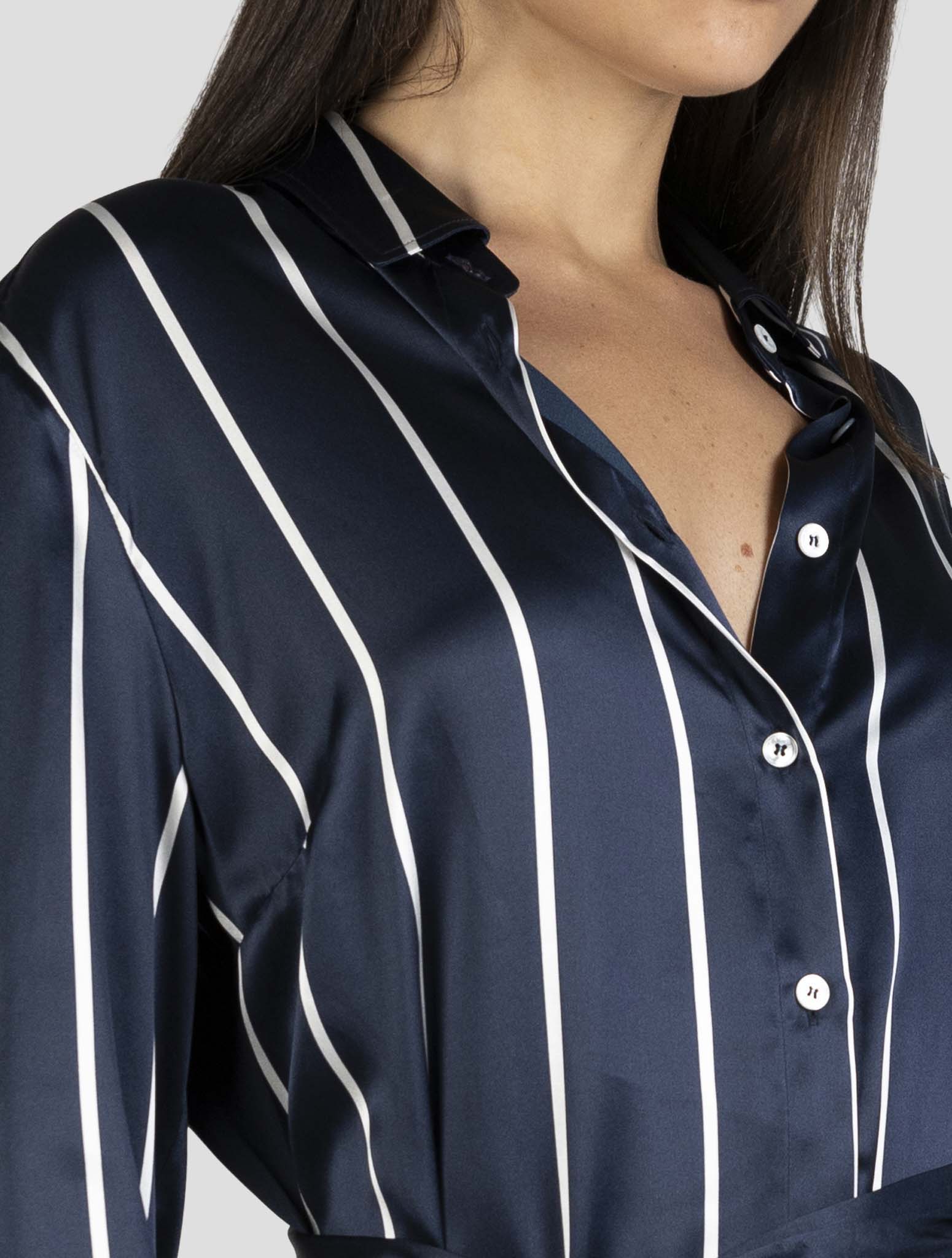 Kiton Blue White Silk Dress
