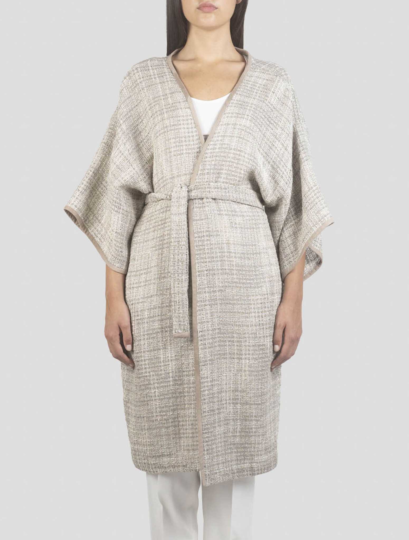 Kiton Beige Linen Cotton Viscose Pa Dress
