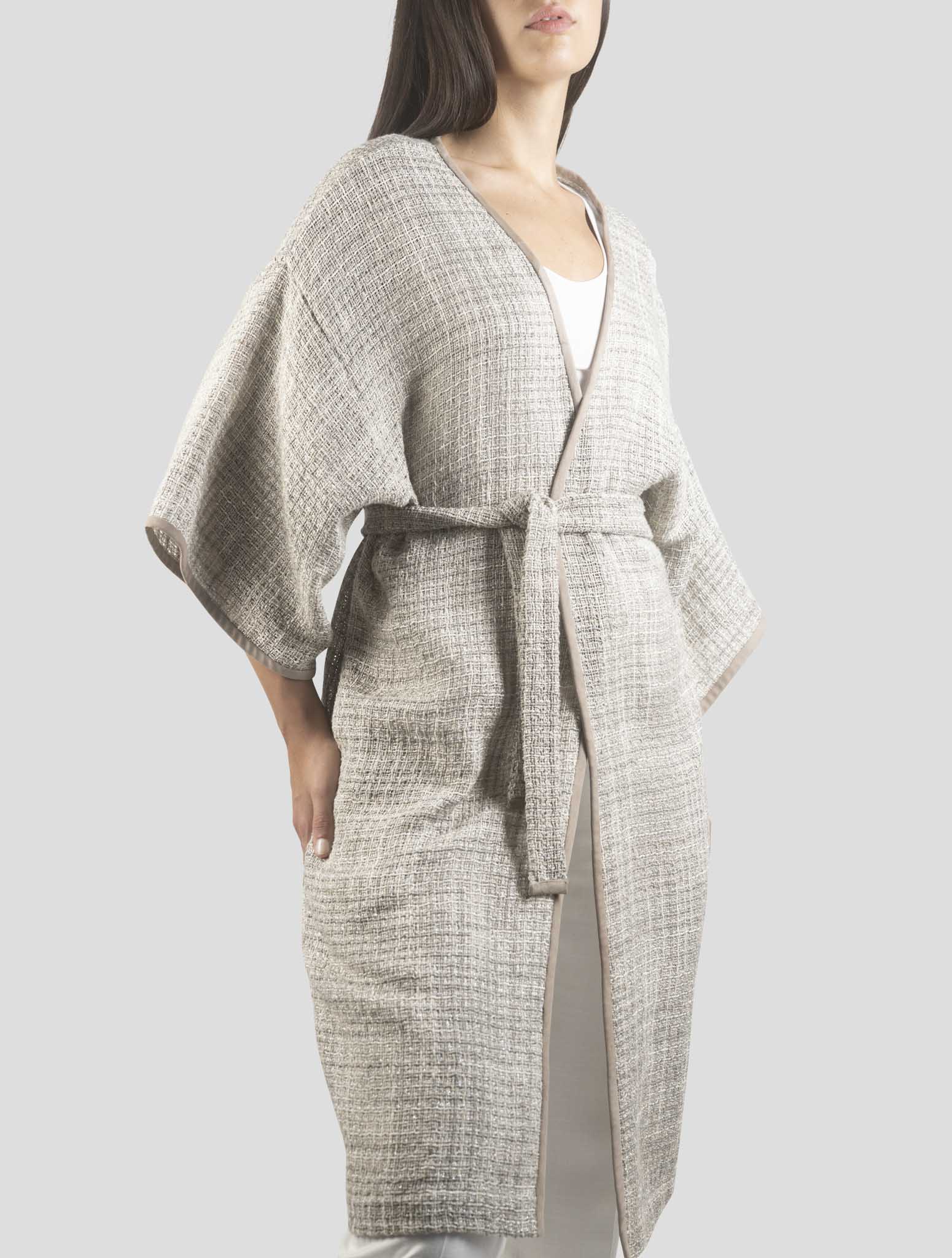 Kiton Beige Linen Cotton Viscose Pa Dress