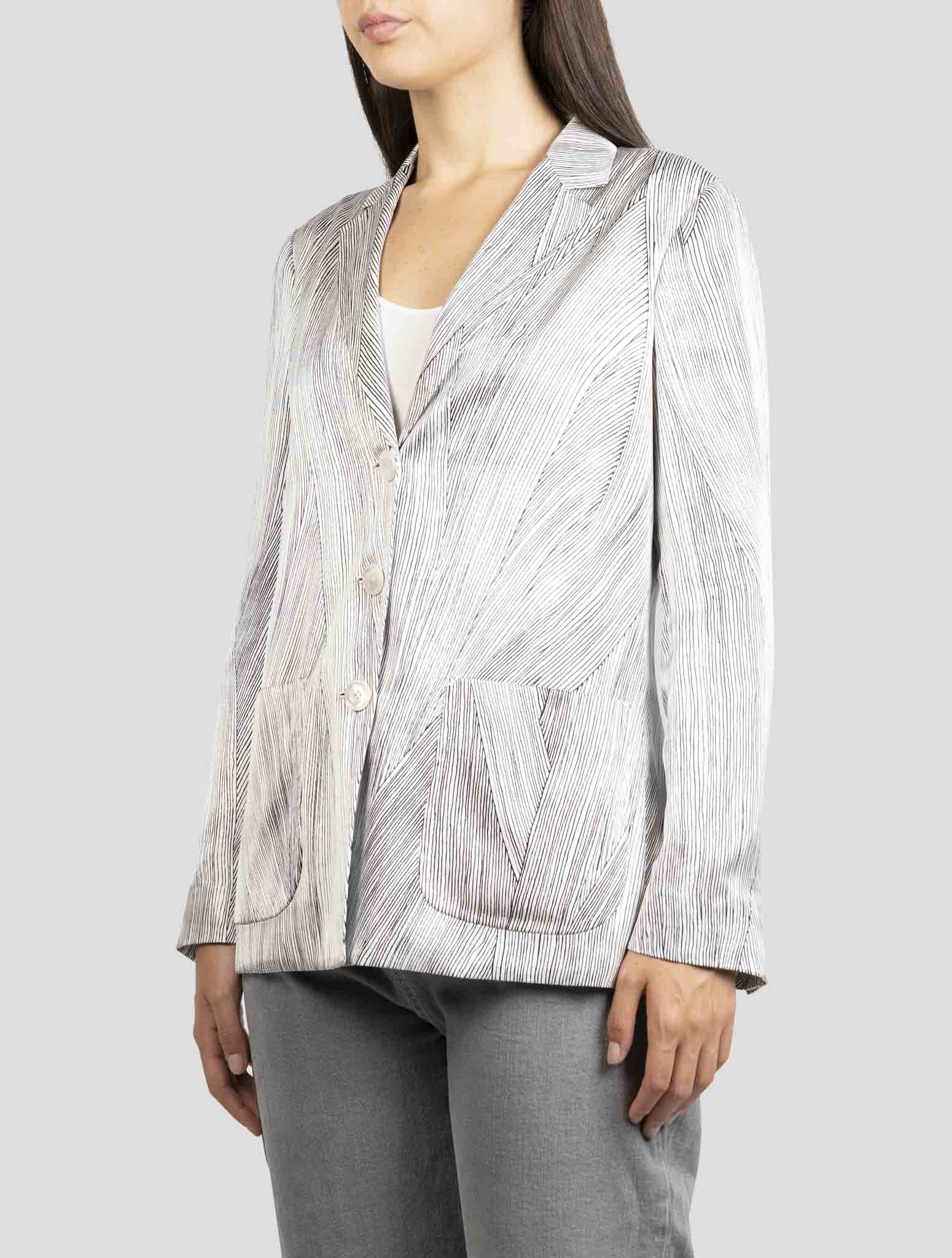 Kiton White Blue Silk Blazer