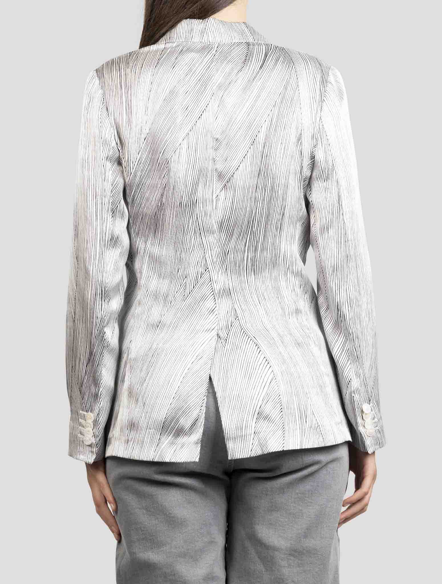 Kiton White Blue Silk Blazer