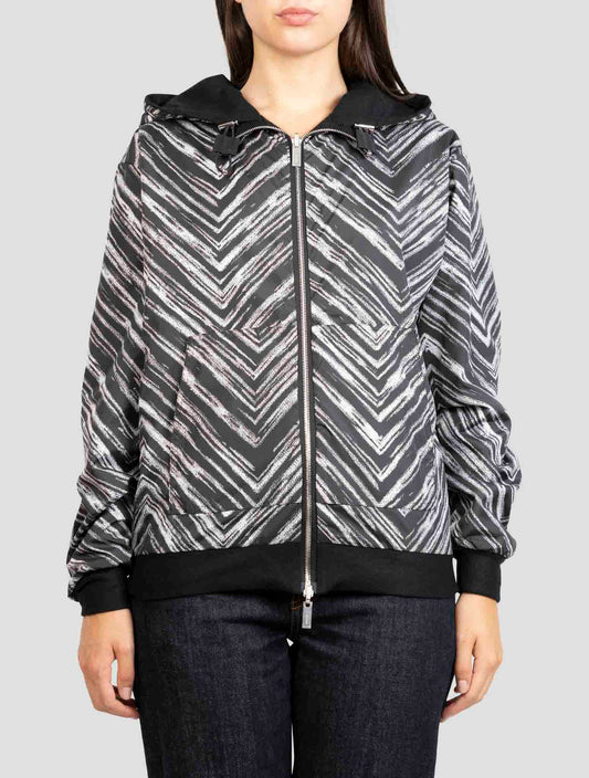 Kiton Black White Cashmere Pl Reverse Sweater Full Zip