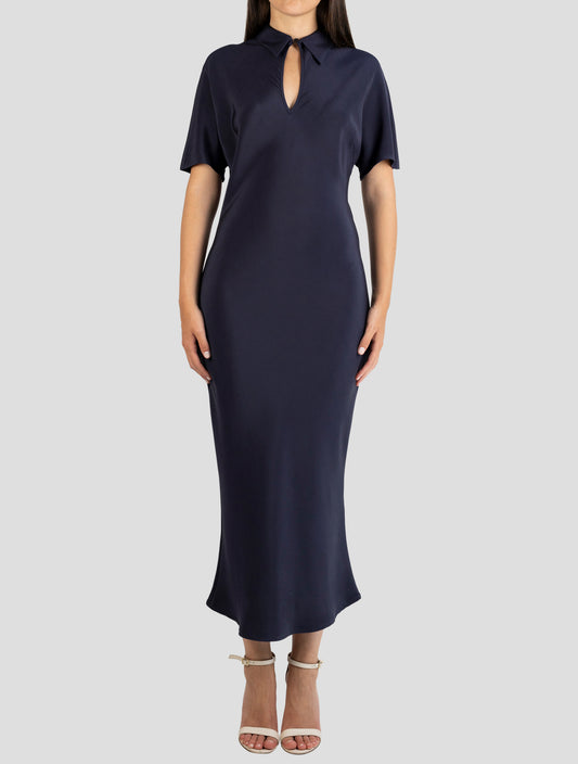 Kiton Blue Silk Ea Dress
