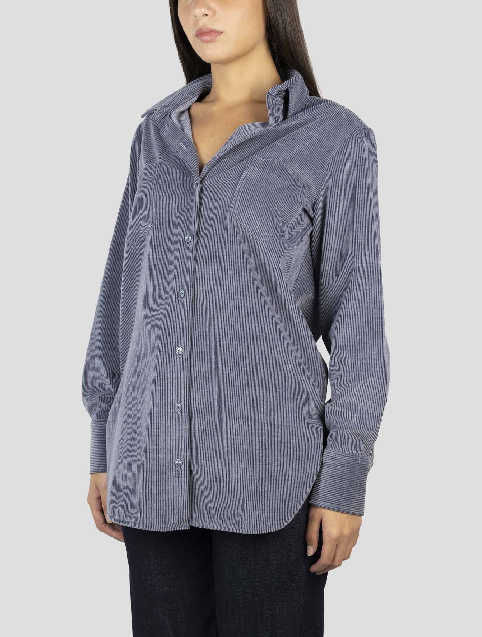 Kiton Gray Cotton Velvet Shirt