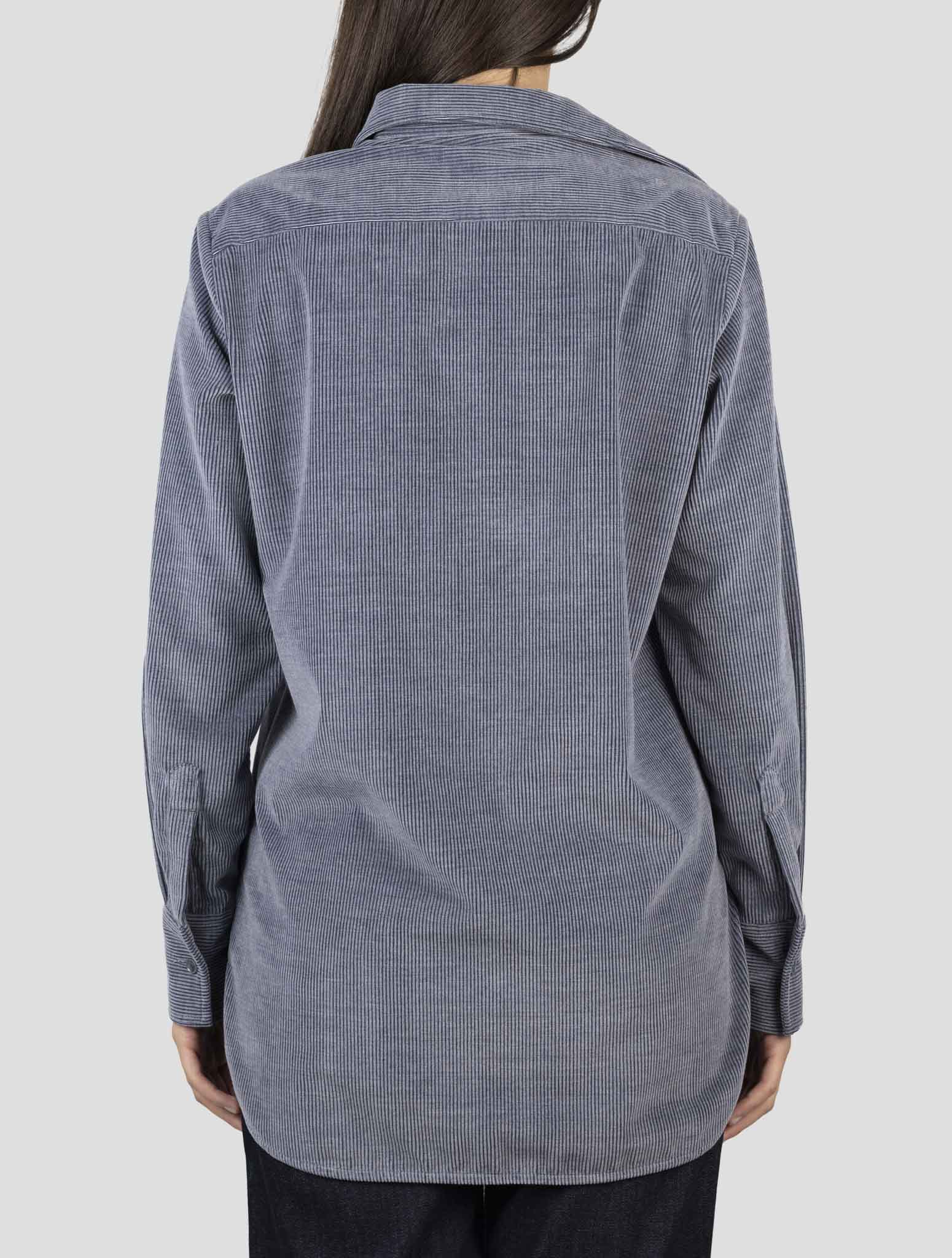 Kiton Gray Cotton Velvet Shirt