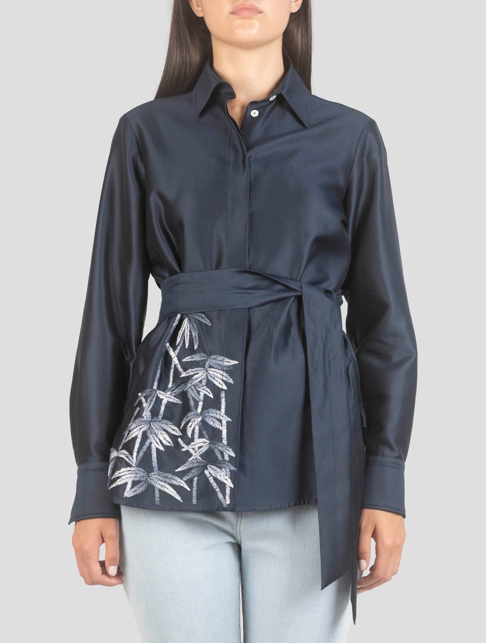 Kiton Blue Cotton Silk Shirt