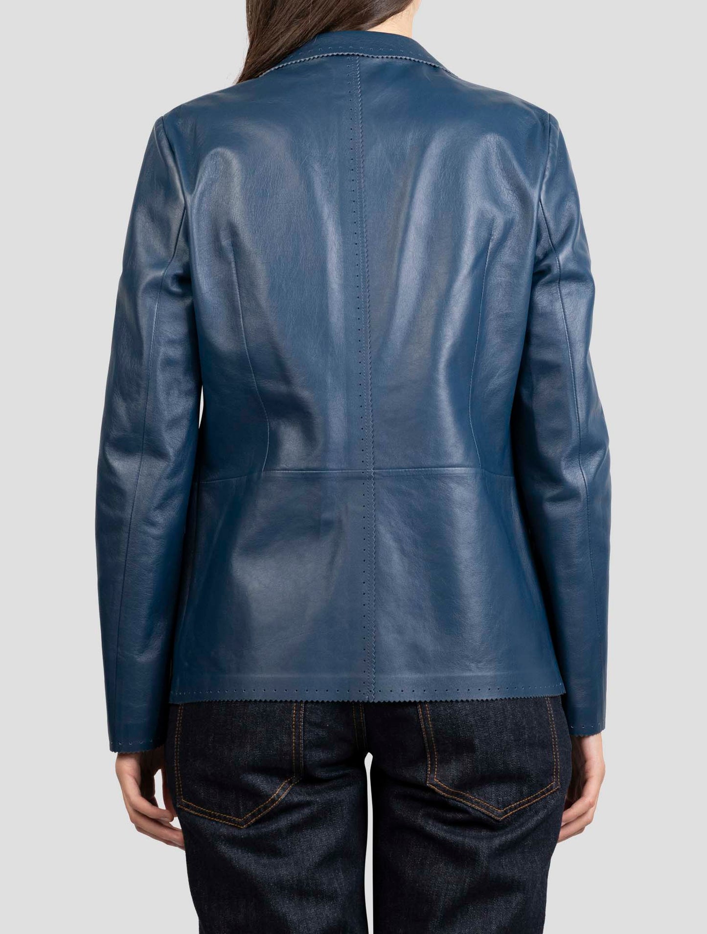 Kiton Blue Leather Blazer