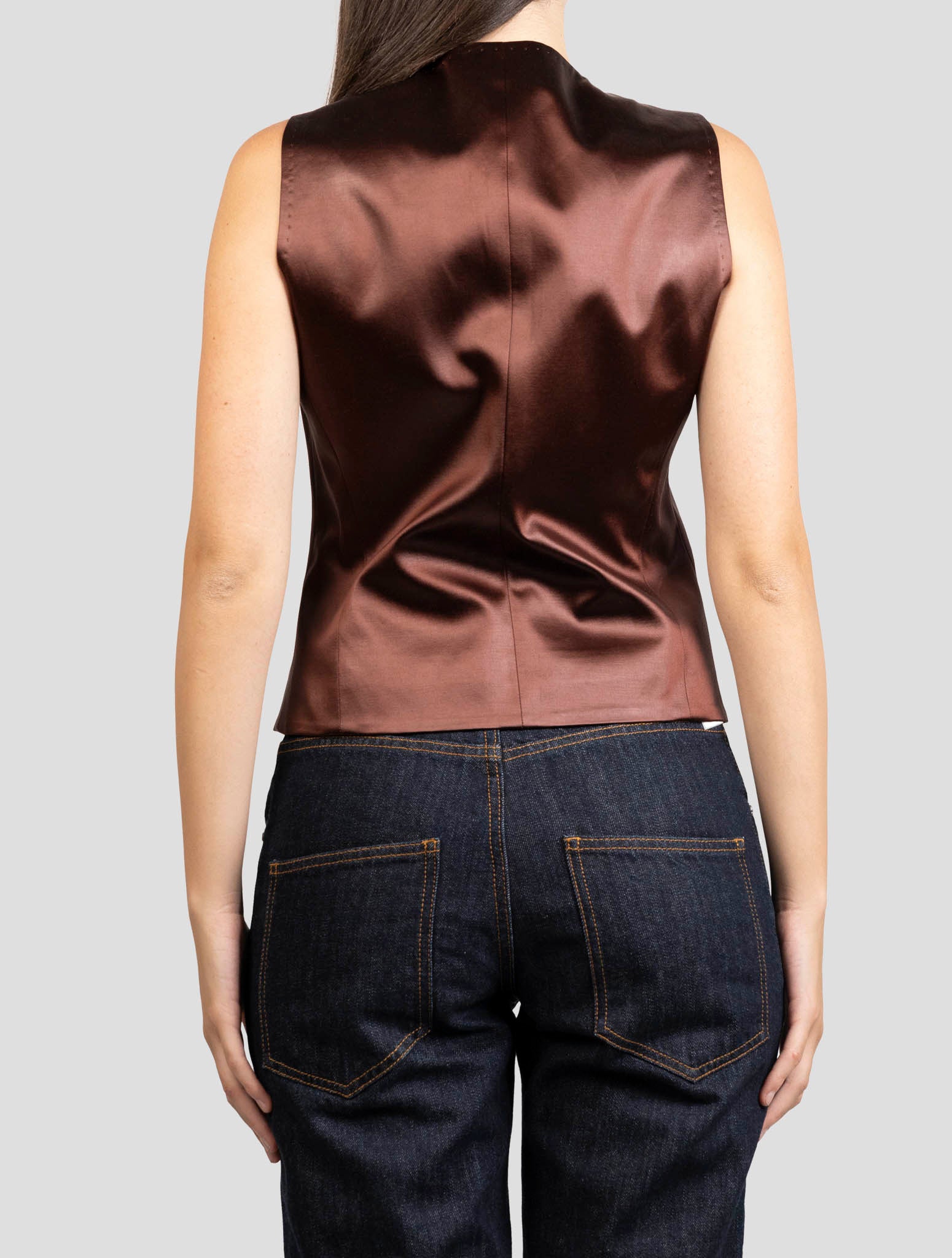 Kiton Burgundy Cotton Acetate Vest