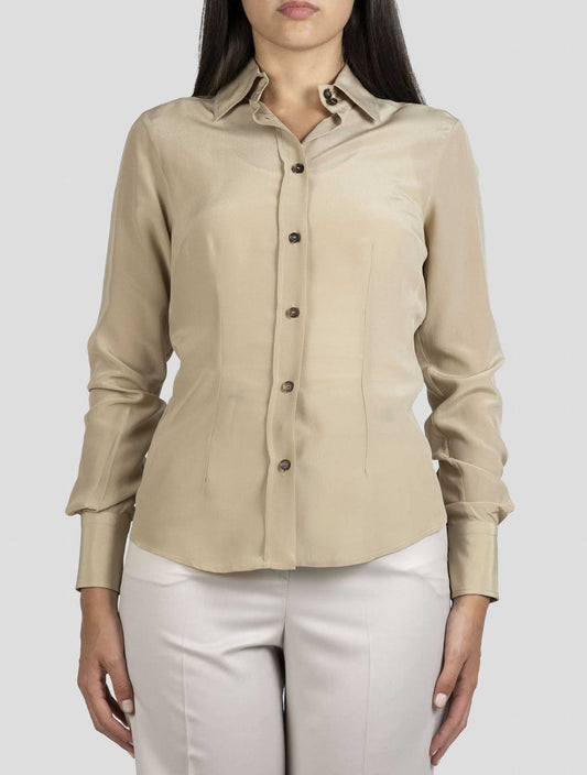 Kiton Beige Silk Shirt