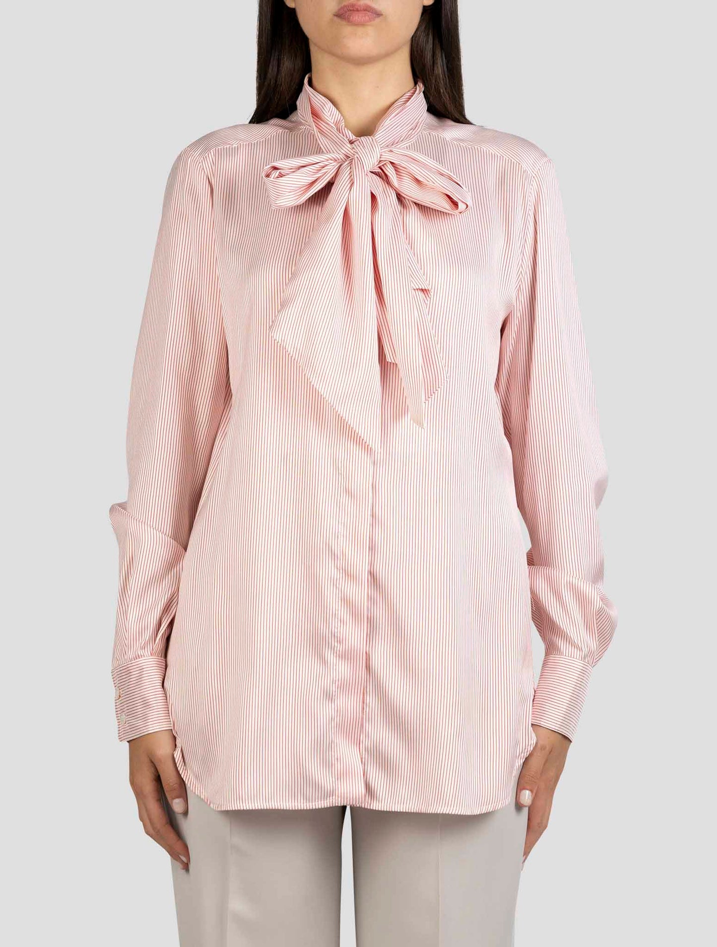 Kiton White Red Silk Shirt