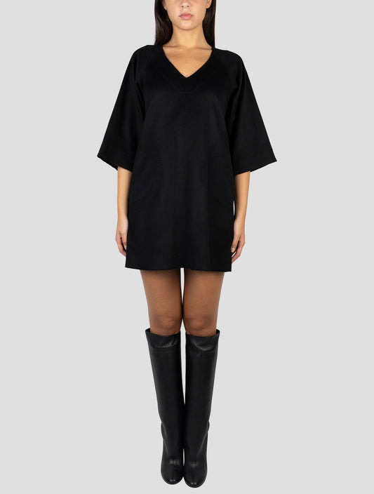 Kiton Black Cashmere Lyocell Dress