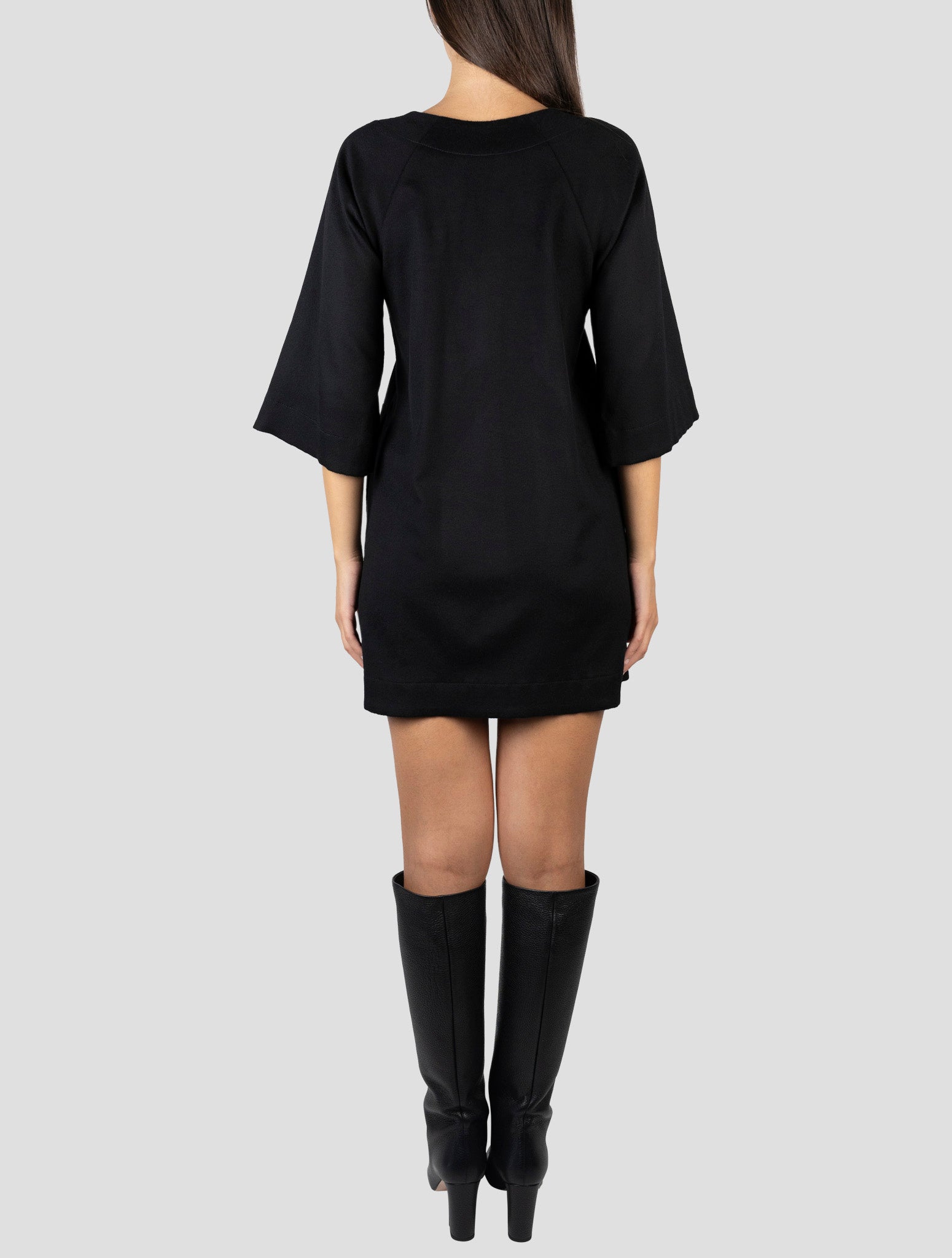 Kiton Black Cashmere Lyocell Dress
