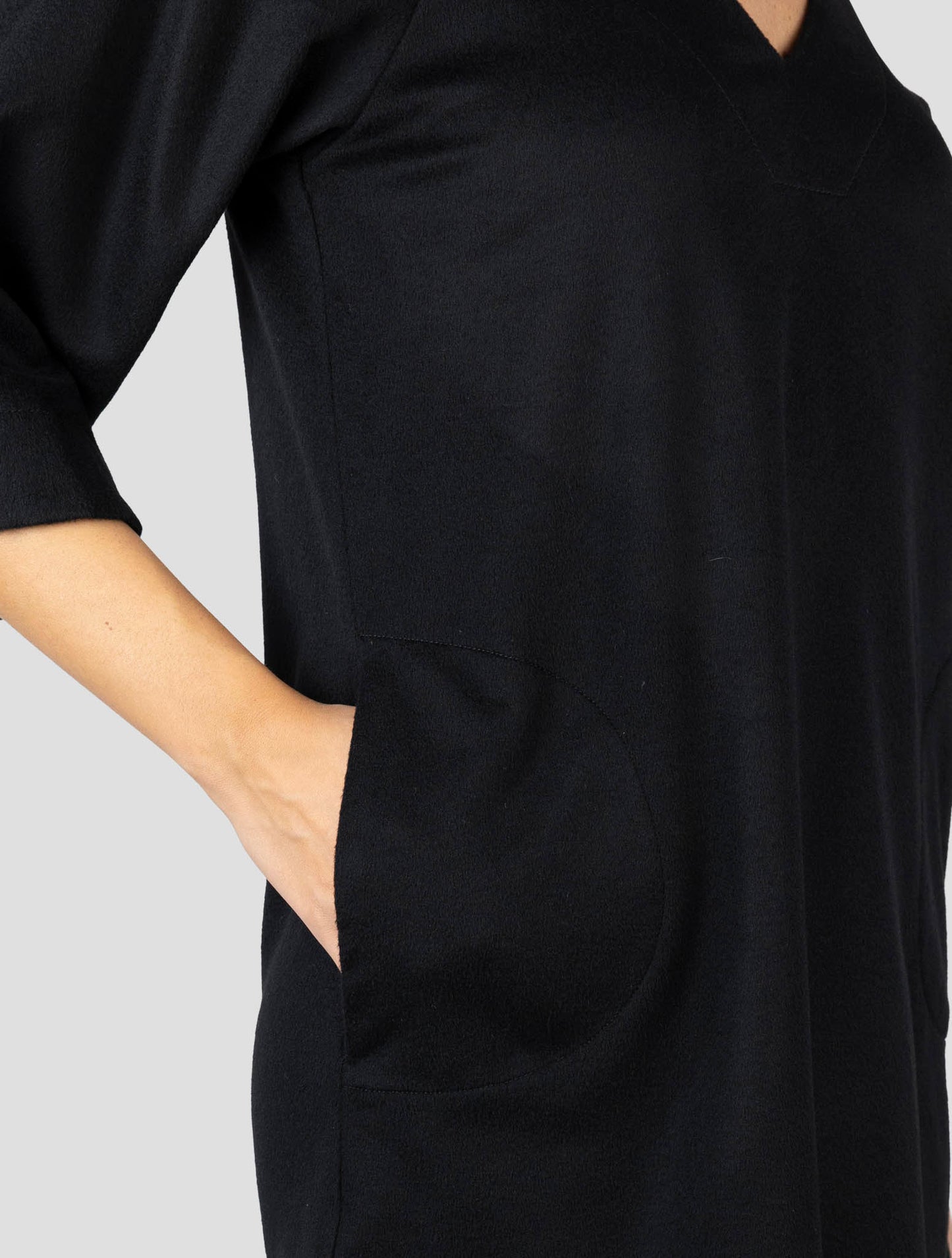 Kiton Black Cashmere Lyocell Dress