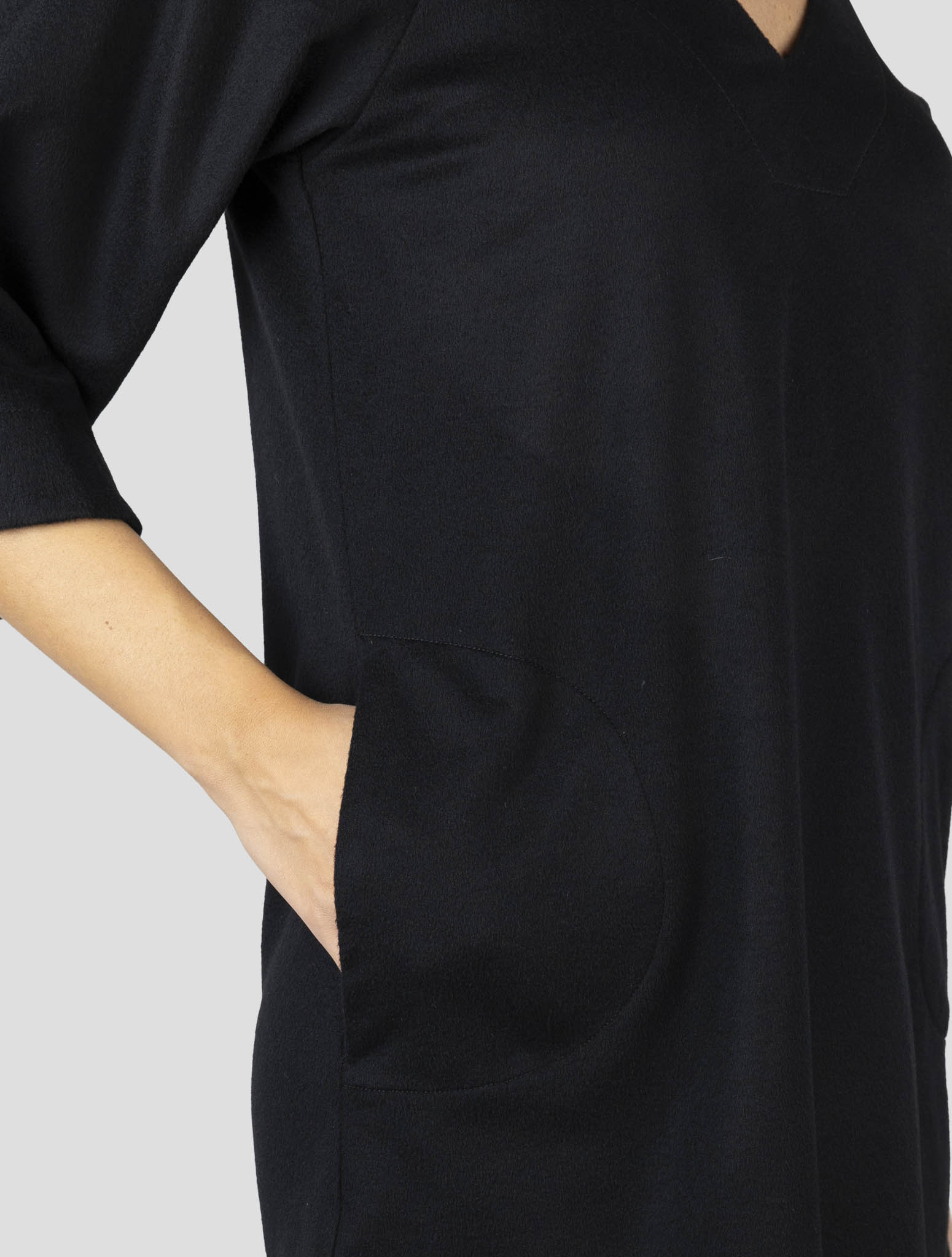 Kiton Black Cashmere Lyocell Dress