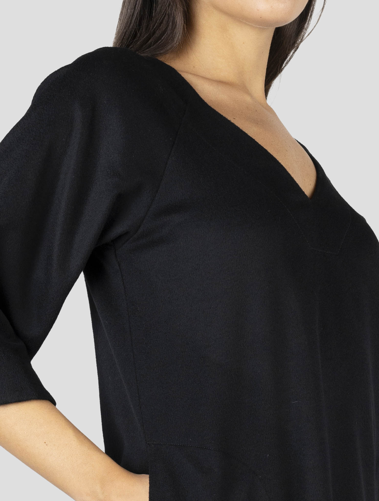 Kiton Black Cashmere Lyocell Dress