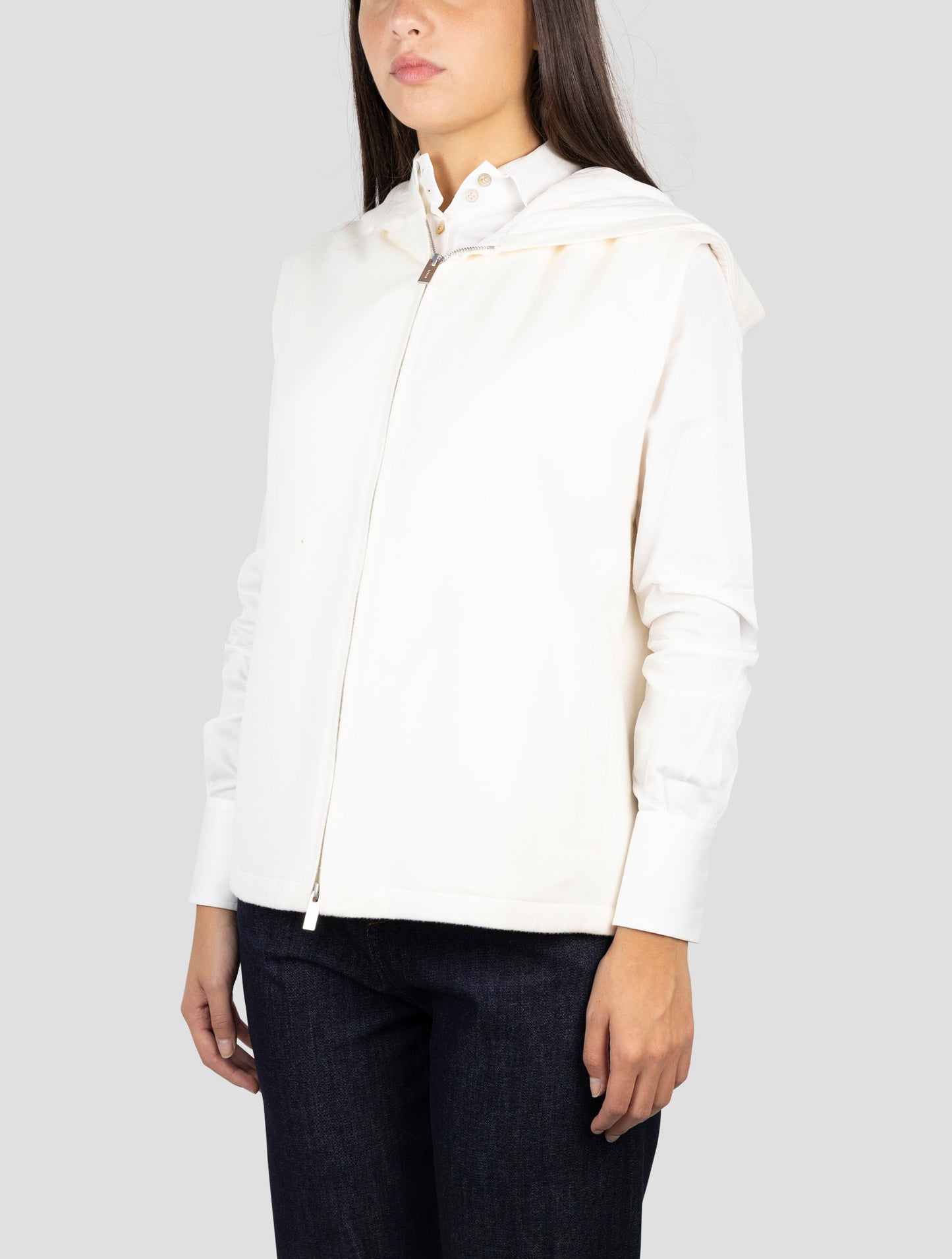 Kiton White Cashmere Coat Gilet