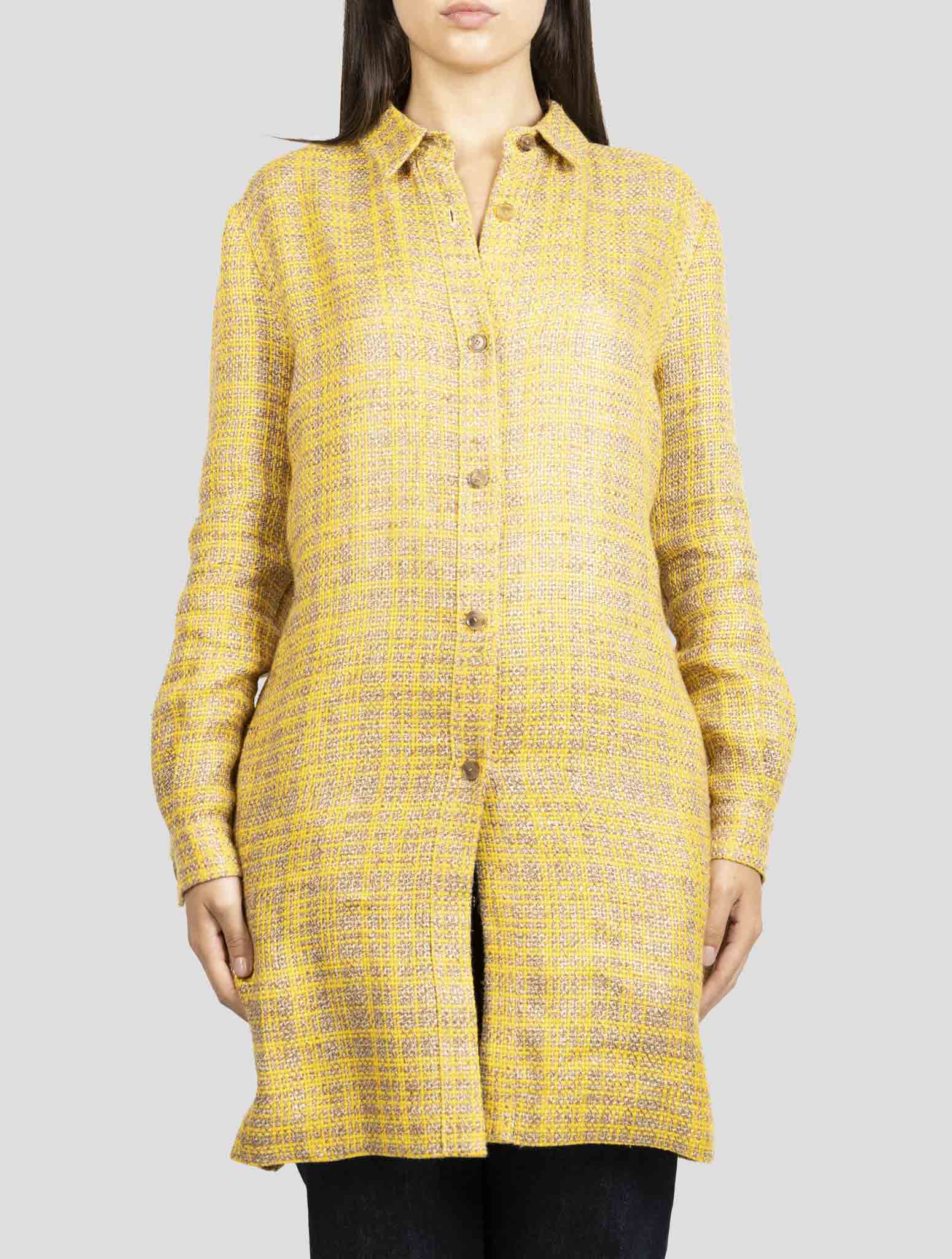Kiton Brown Yellow Linen Viscose Dress
