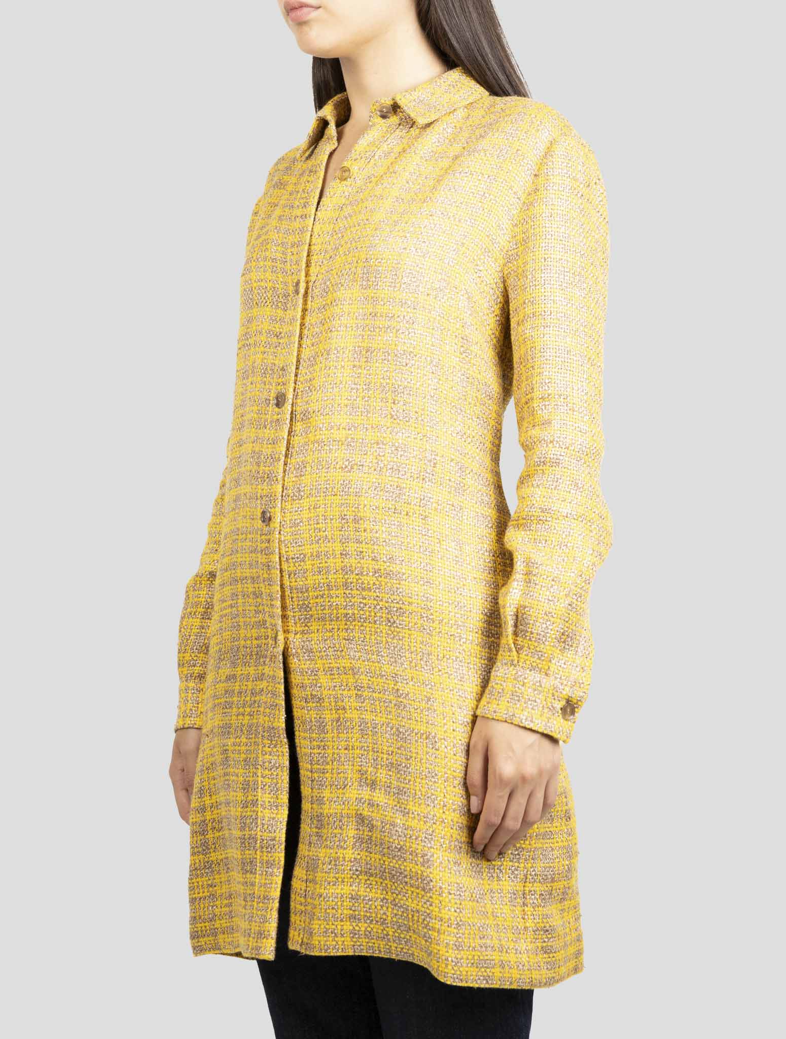 Kiton Brown Yellow Linen Viscose Dress