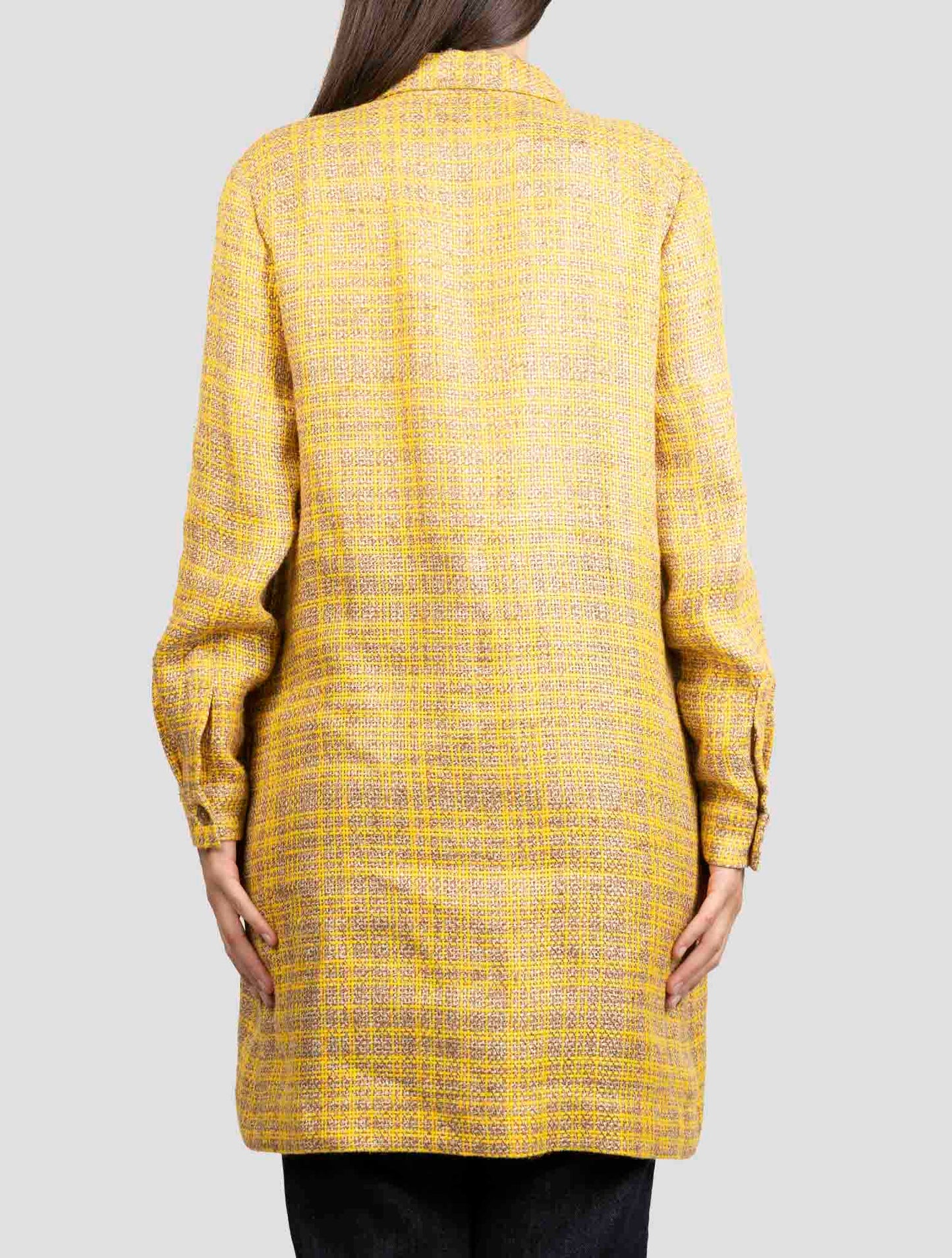 Kiton Brown Yellow Linen Viscose Dress