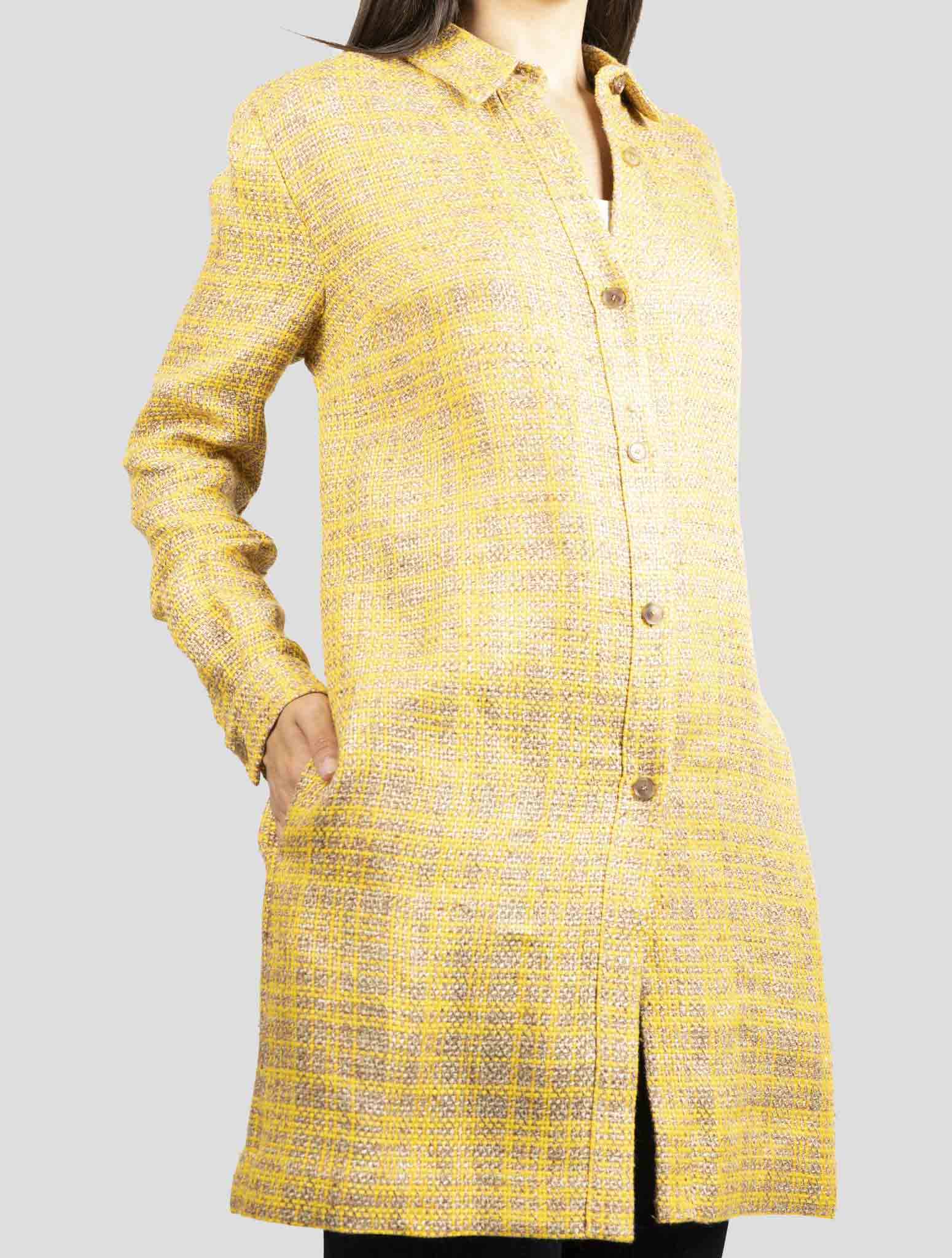 Kiton Brown Yellow Linen Viscose Dress