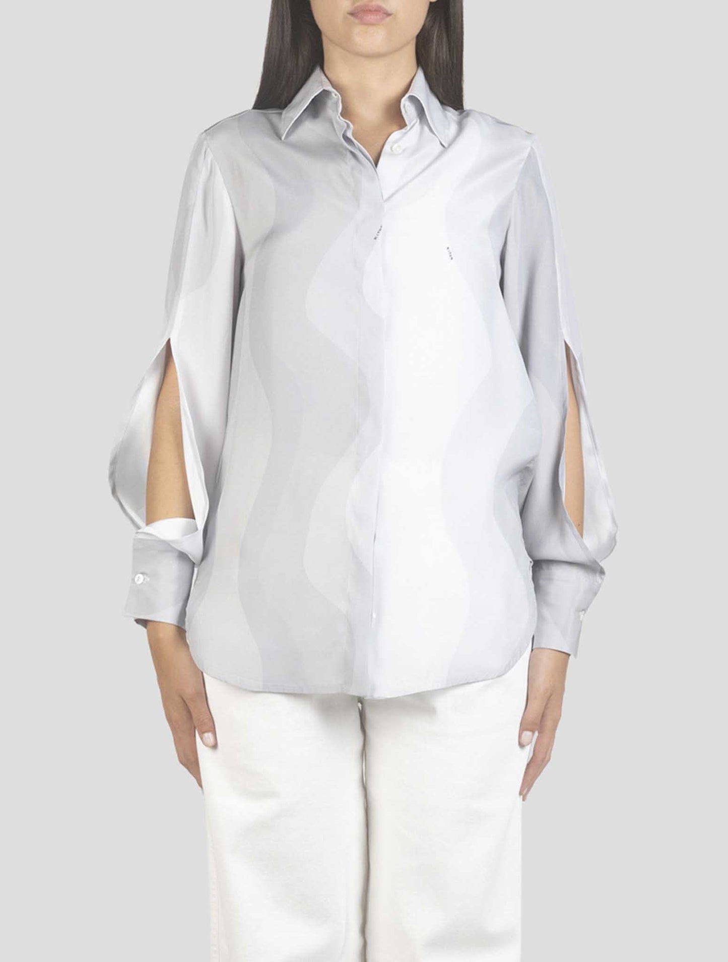 Kiton Gray Silk Shirt