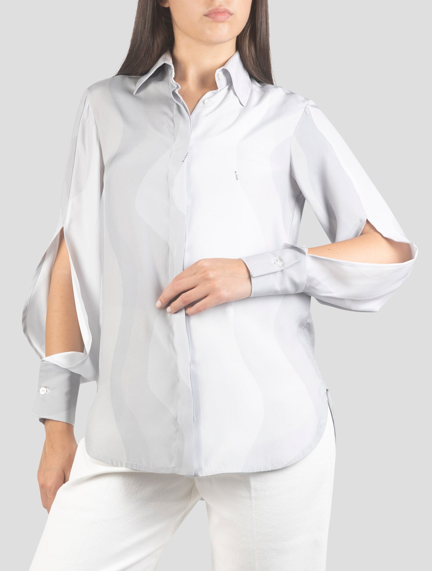 Kiton Gray Silk Shirt