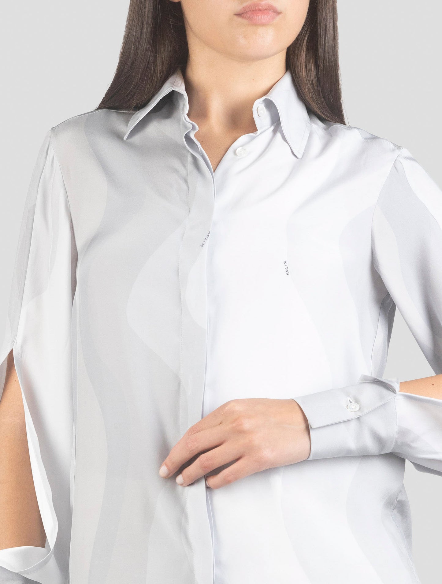 Kiton Gray Silk Shirt