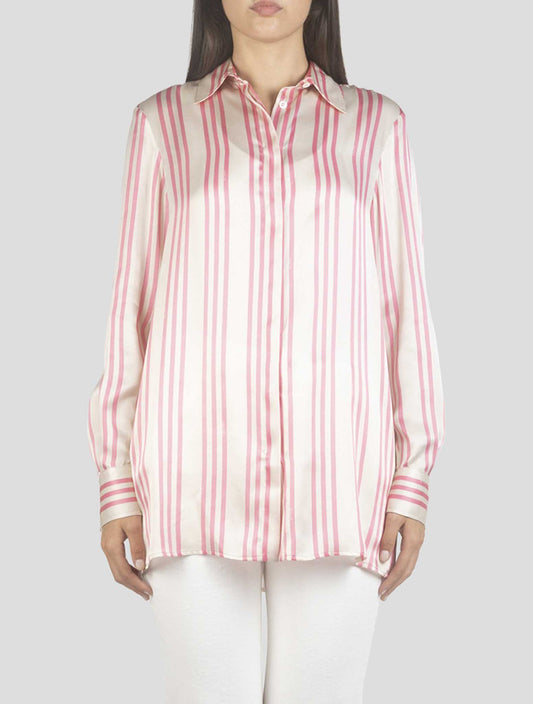 Kiton Pink White Silk Shirt