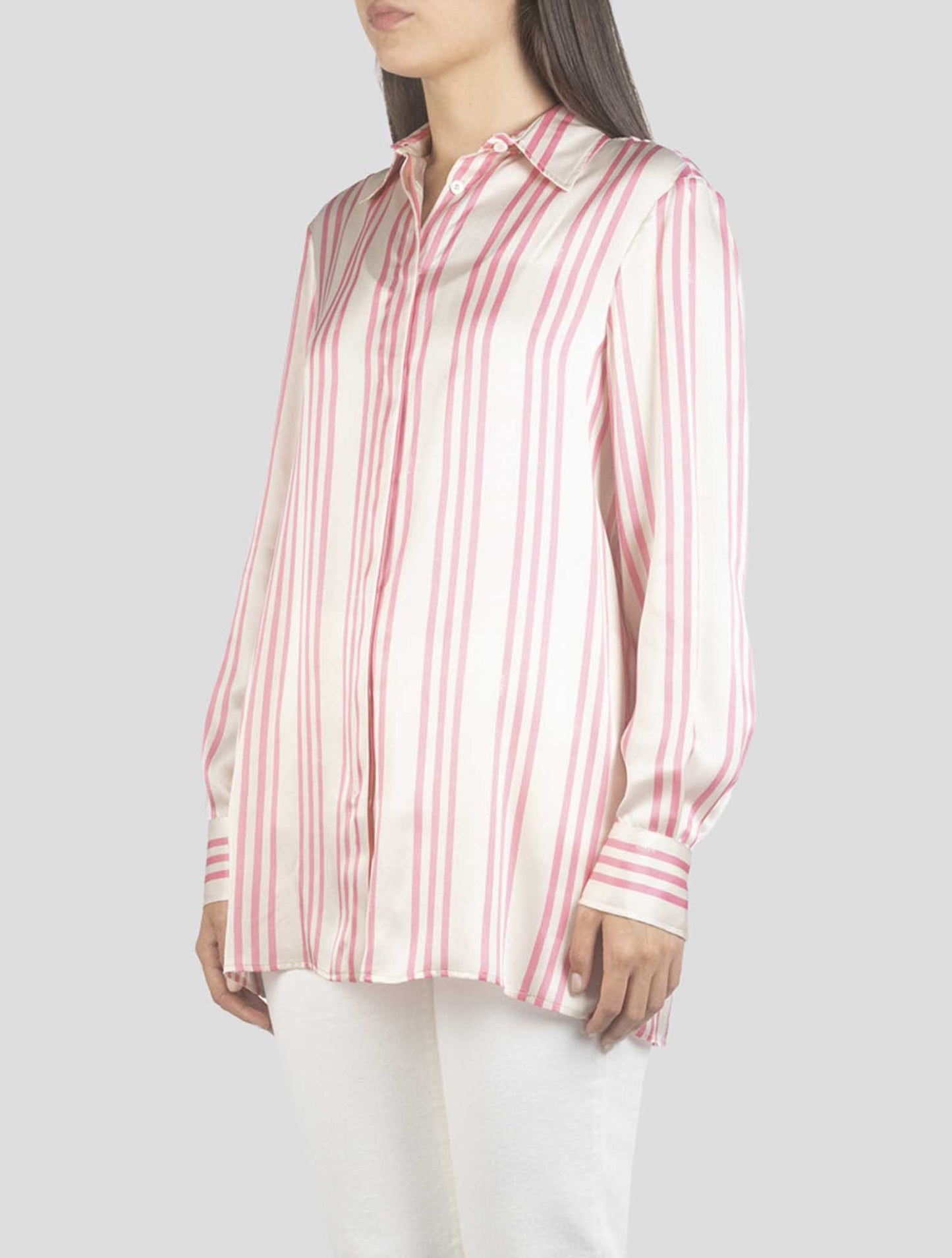 Kiton Pink White Silk Shirt
