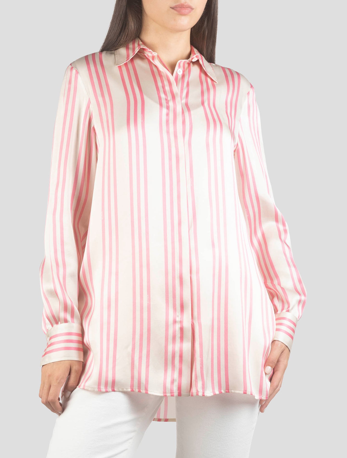 Kiton Pink White Silk Shirt