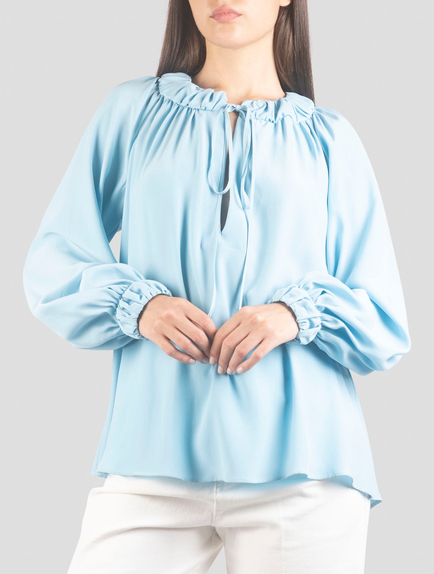 Kiton Light Blue Silk Shirt