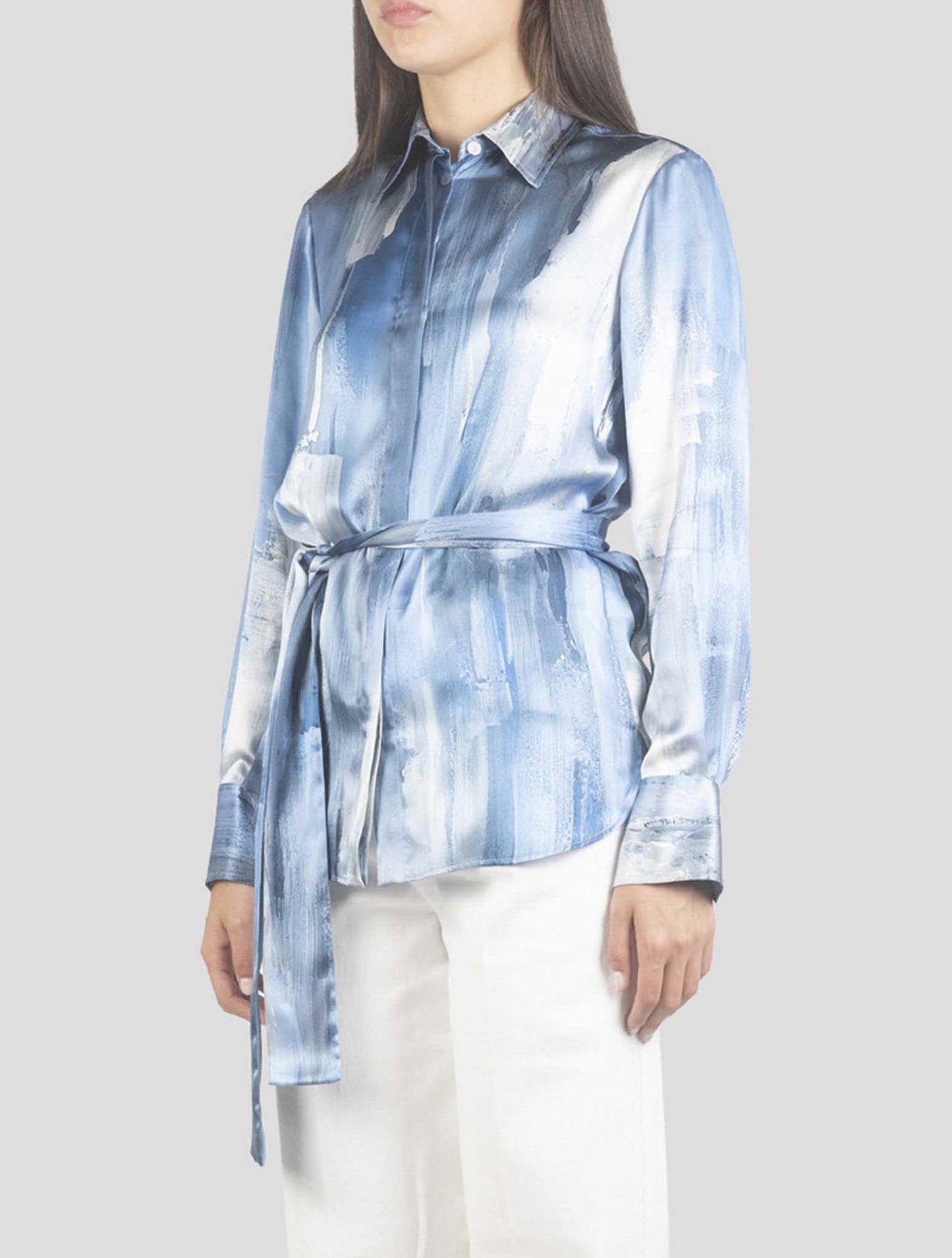 Kiton Light Blue Silk Shirt