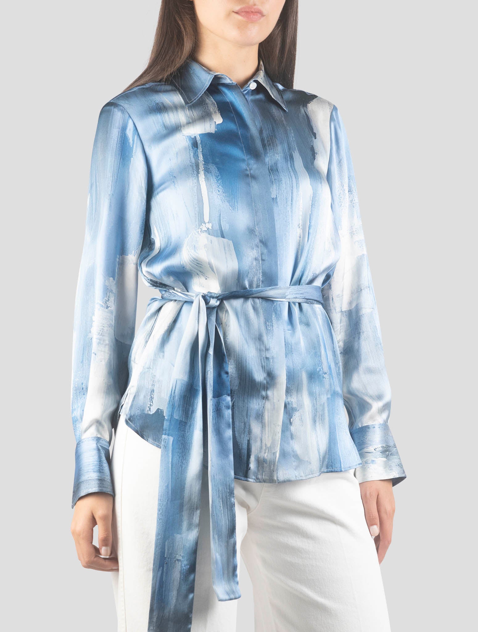 Kiton Light Blue Silk Shirt
