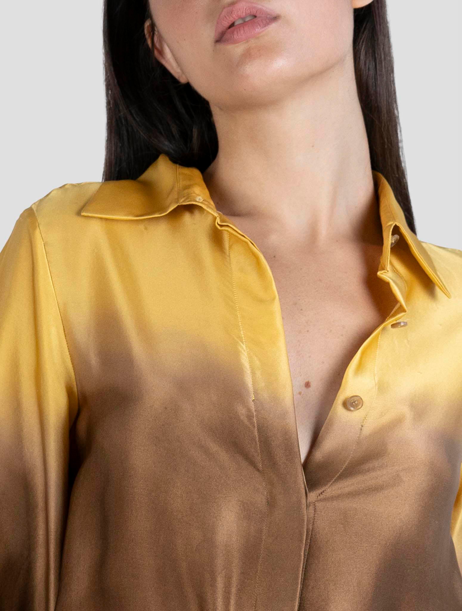 Kiton Brown Yellow Silk Dress