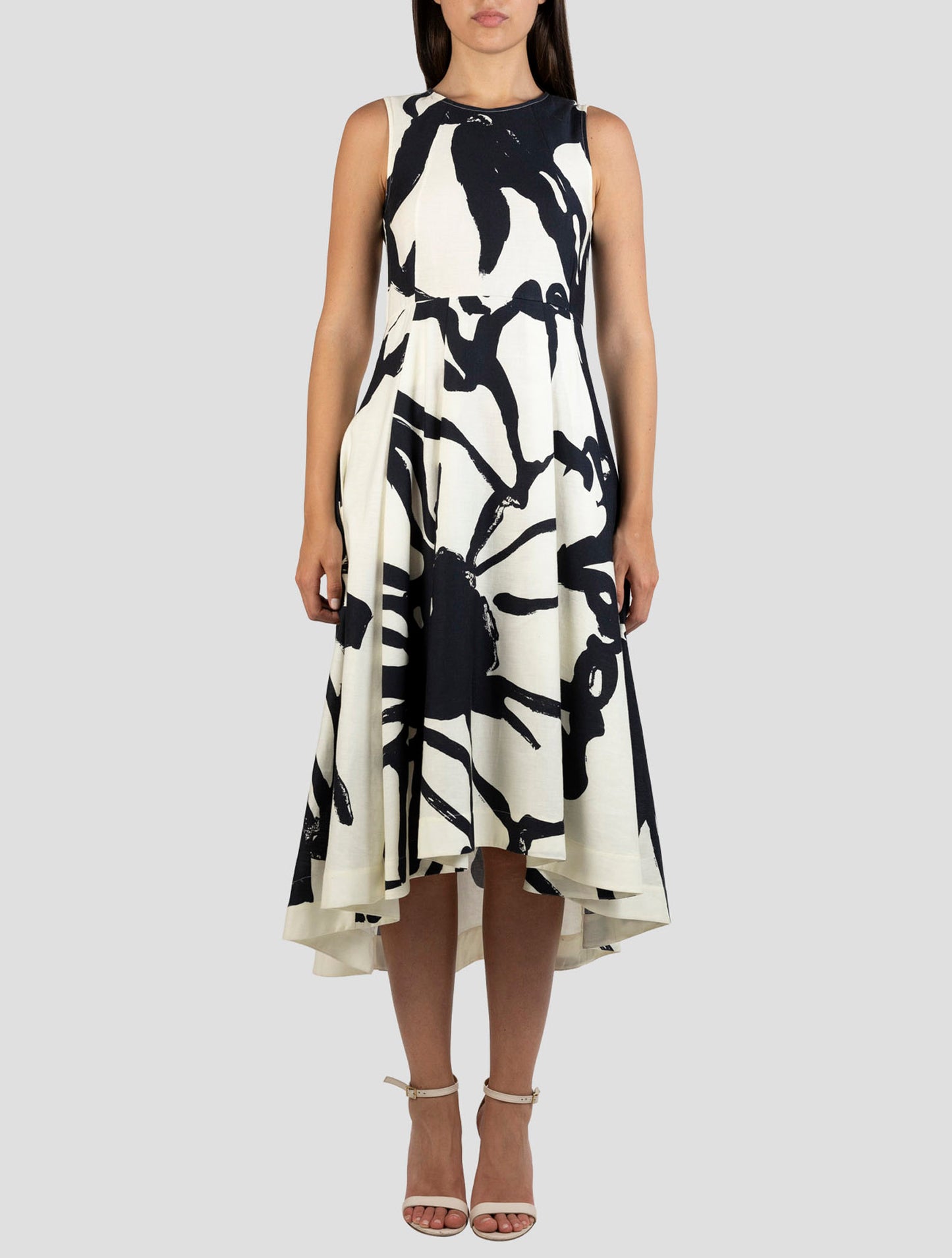 Kiton White Blue Cotton Linen Dress