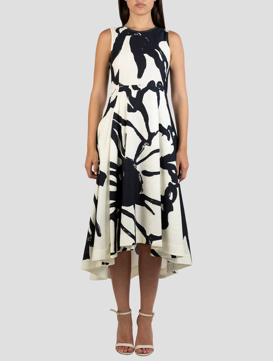 Kiton White Blue Cotton Linen Dress