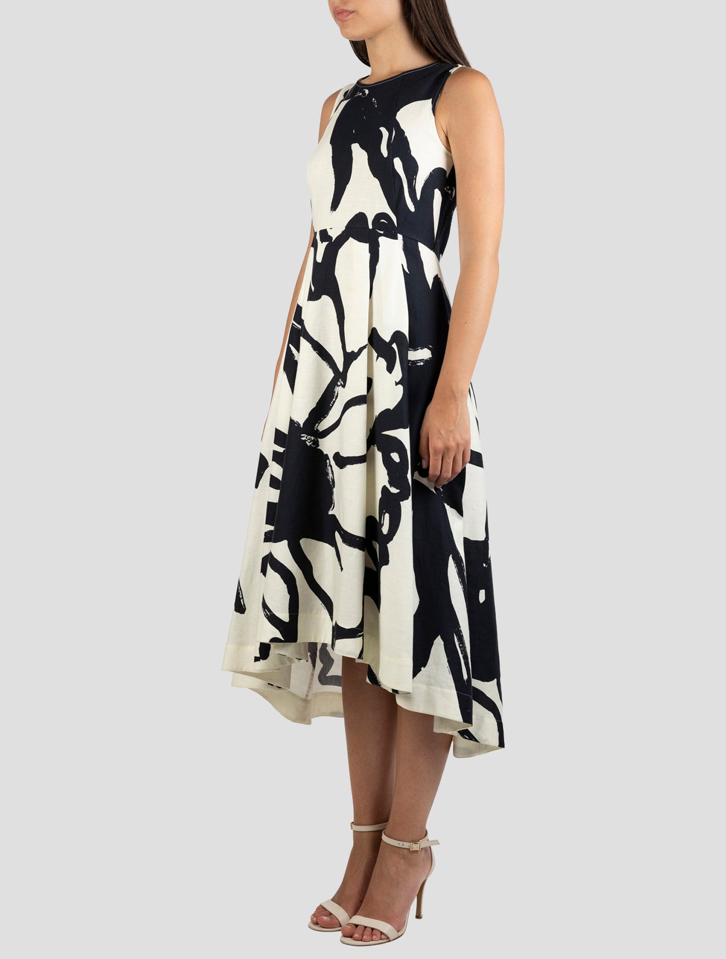 Kiton White Blue Cotton Linen Dress