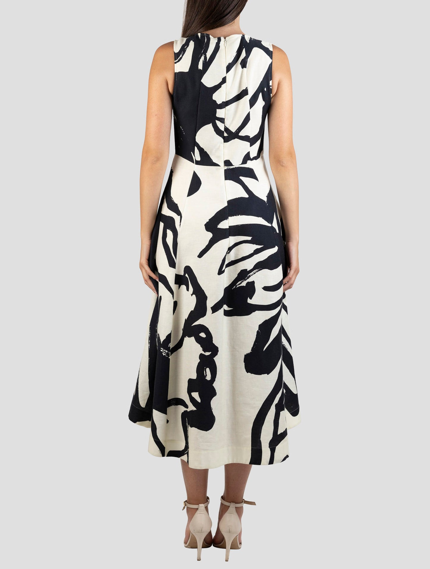 Kiton White Blue Cotton Linen Dress