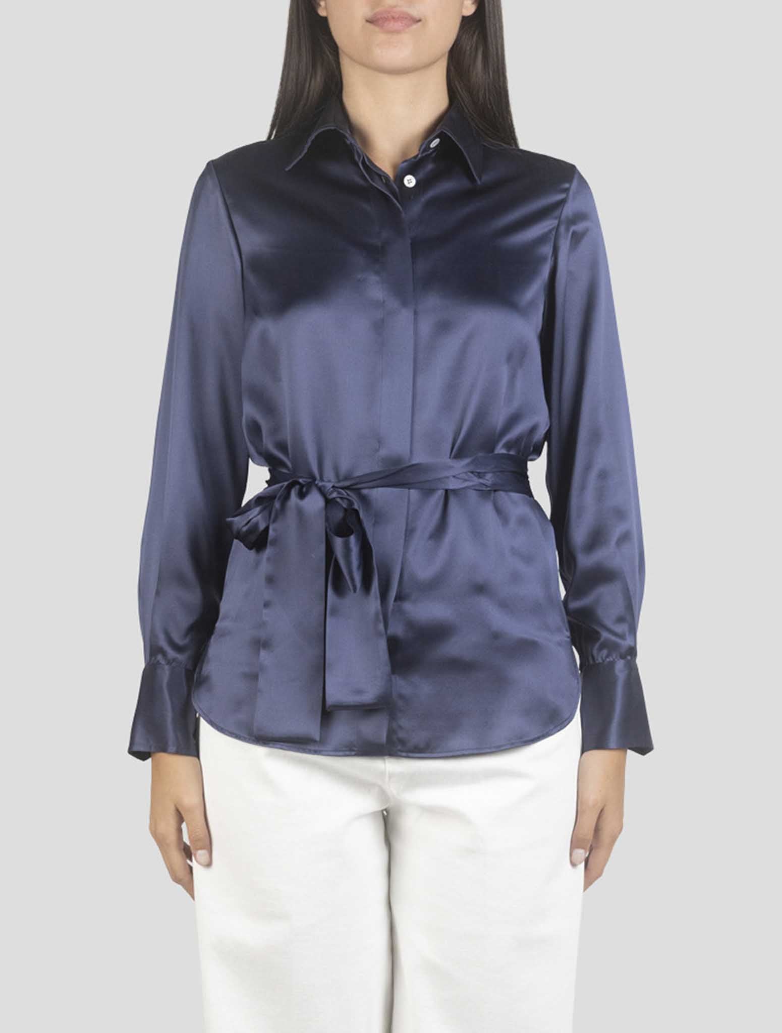 Kiton Blue Silk Shirt
