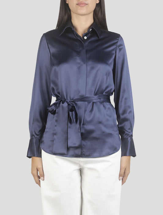 Kiton Blue Silk Shirt